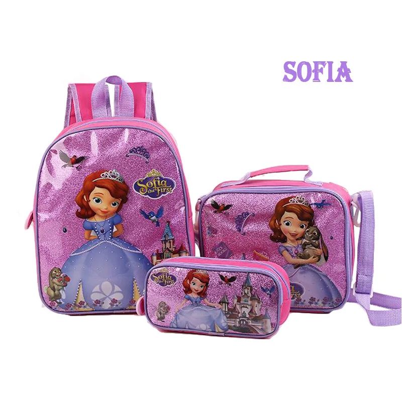 Hot Disney Cartoon Princess Elsa Schoolbag Cute Large-capacity 3-piece Set of Children's Girls Boy Backpack Children's Schoolbag