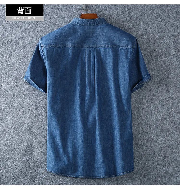 Plus Size L-5XL 6XL 7XL 8XL Men's Cotton Thin Denim Shirts New Summer Short Sleeves High Quality Men Cotton Casual Jean Shirts