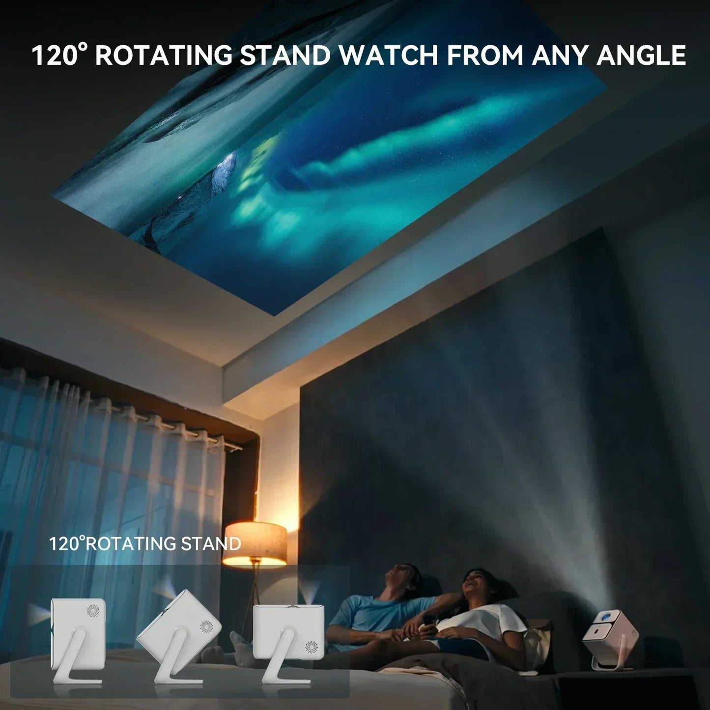 Wanbo T2 Ultra Android TV11.0 Projetor 1080P Suporte 4K Projetor 500 Ansi Rotação 120° Portátil Casa Smart Projetor