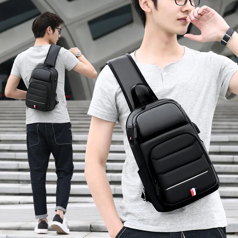 Designer Crossbody Bags for Fashion Shoulder Bags USB Charging Messenger Sling Bag Chest Bag Oxford Single Shoulder Strap Pack