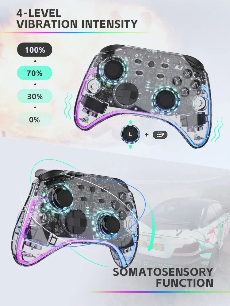 DATA FROG Transparent LED Wireless Controller For Switch Switch Lite Switch OLED Gamepad