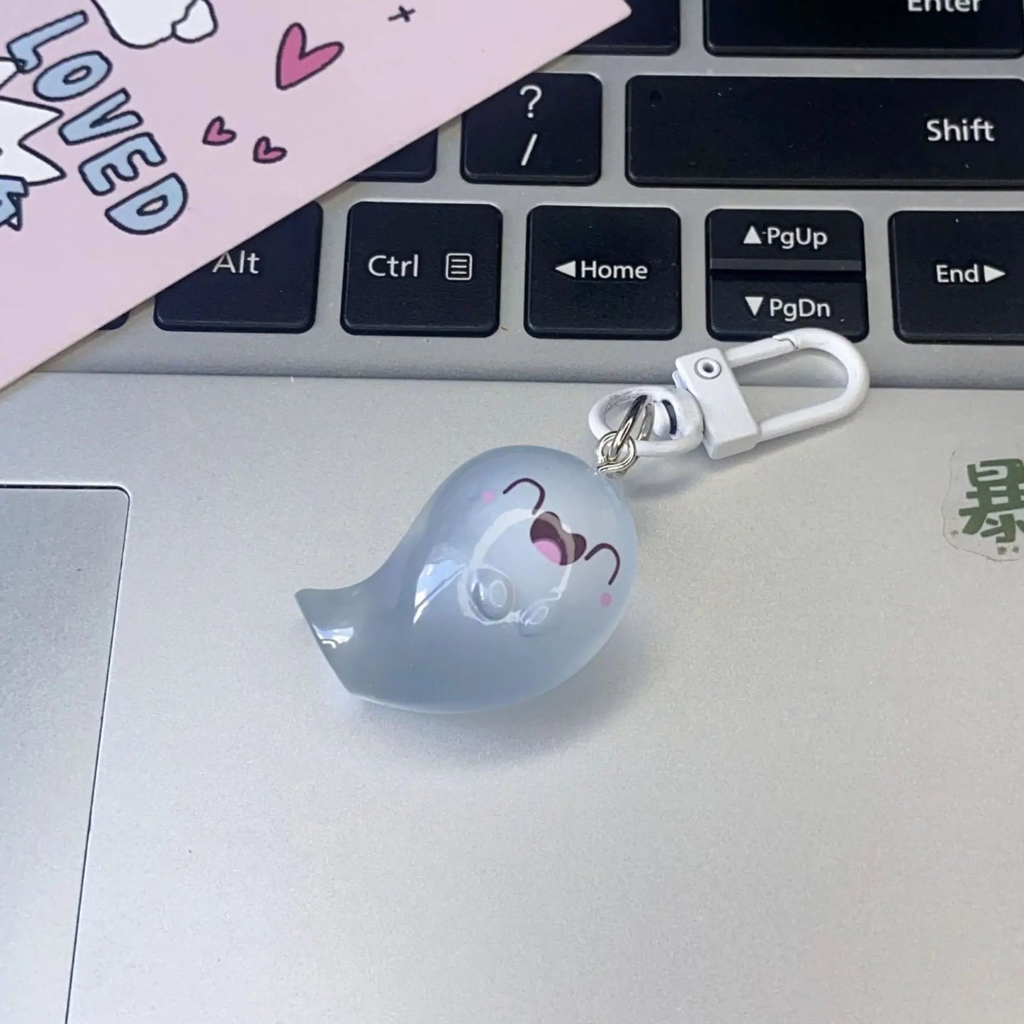 Creative Halloween Luminous Mini Cute Ghost Pendant Keychains Resin Keyring Key Holder for Kid Adult Festival Gifts Bag Charms