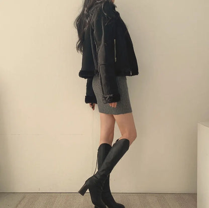 Women Knit Slim Sexy Bodycon Dress V-Neck Long Sleeve Dress Solid Casual Midi Sw