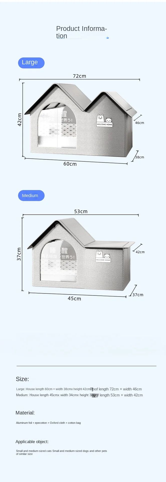 Casa com Ar Condicionado para Gatos, Verão, Ferramenta de Resfriamento para Gatos, Ninho, Casa de Gelo para Cães, Quatro Estações, Casa de Gelo para Gatos e Pets