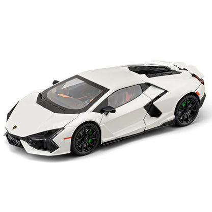 Miniaturas de carros de brinquedo Lambor Revuelto em liga fundida, escala 1:24, superesportivo com 4 portas que abrem, presente para crianças e bebês