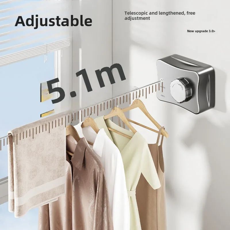 Invisible clothesline, indoor non perforated balcony, invisible retractable clothesline, bathroom clothesline, steel wire rope