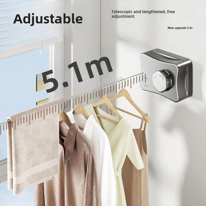 Invisible clothesline, indoor non perforated balcony, invisible retractable clothesline, bathroom clothesline, steel wire rope