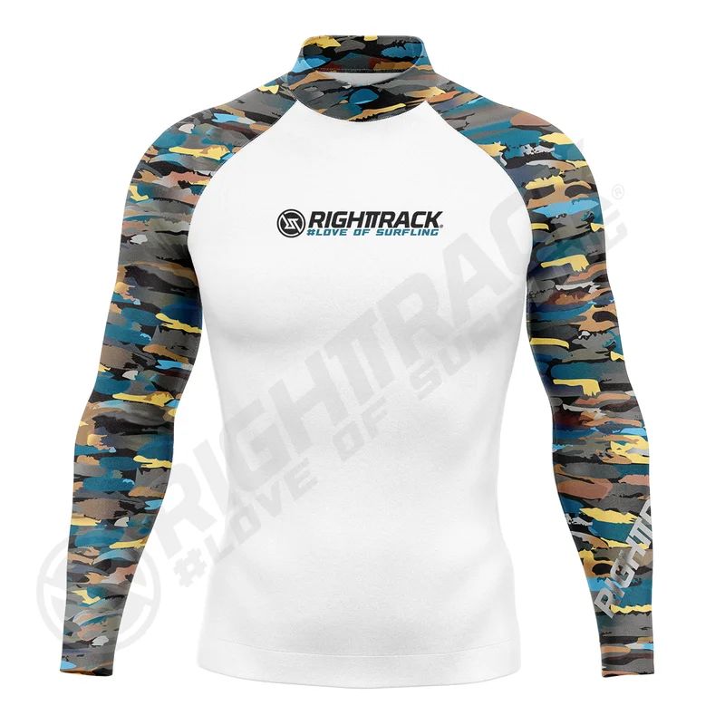 New Men's Surfing Shirt Lycra Rashguard Surf Sportswear Beach Sunscreen UV Protection Swimwear UPF50  RIGHTTRACK Clothes