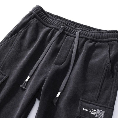Men's Corduroy Harem Cargo Pants Elastic Waist Casual Joggers Sweatpants Spring Autumn Armygreen Gray Black Trousers Streetwear