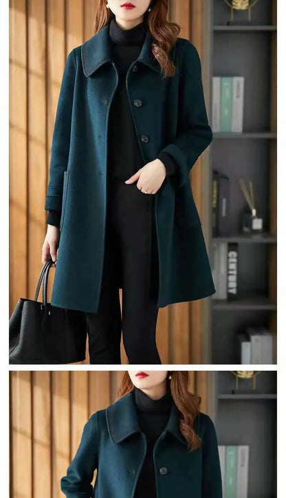 Fashionable Age-Reducing Double-Sided Woolen Coat Medium-Length 2024 Spring New Loose-Fit Slimming Woolen Jacket For Women