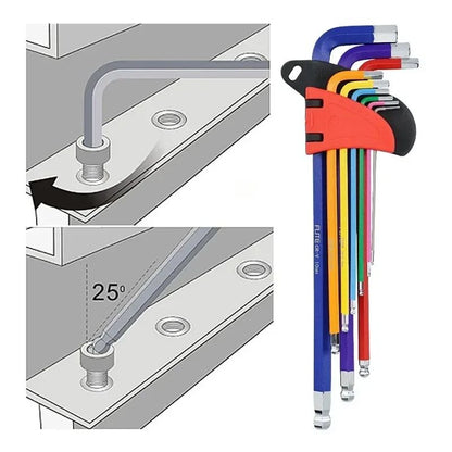Conjunto de Chaves Allen Kit de Chaves L Para Parafuso Allen Conjunto de Chaves Hexagonais de Braço Longo 9 Peças de 1,5 mm a 10 mm Ferramentas Manuais de Chave Hexagonal Para Reparo de Bicicletas