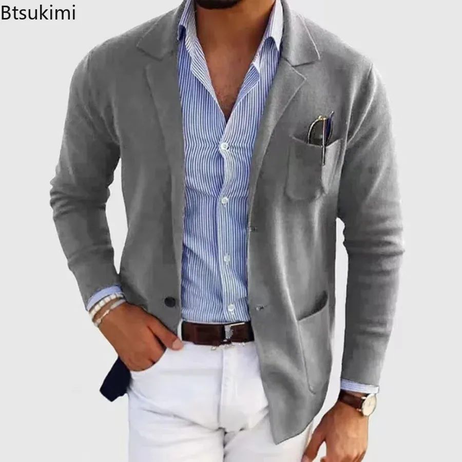 2025 New Men's Blazer Jackets Fashion Slim Fit Solid Single-breasted Suit Coats Business Casual Outerwear Wedding Suits for Men