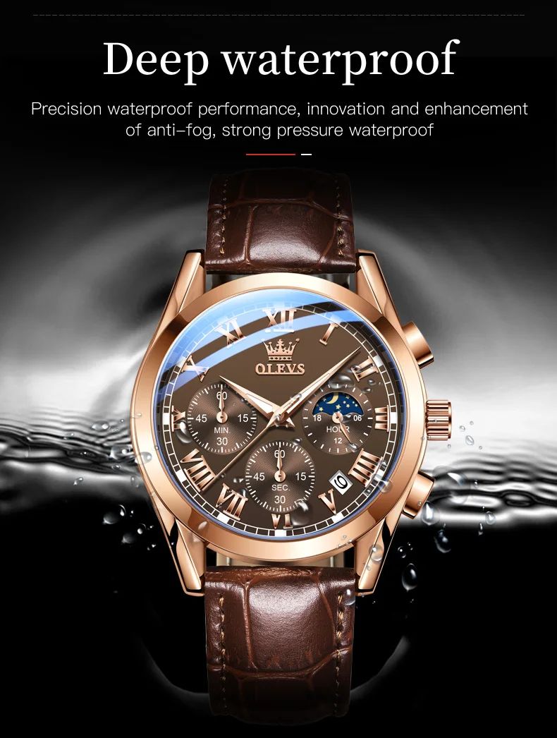 OLEVS 2871 Multifunctional Men's Watches Stainless steel Luminous Waterproof Luxury Men Wristwatch Business Watch Man