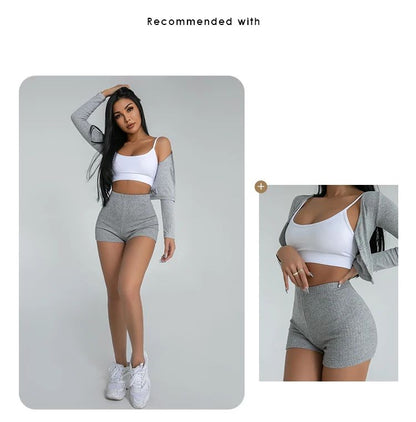 HELIAR Women High Waist A-line Shorts Thin Knit Sports Shorts For Women Casual Running Slim Bodycon Trousers 2025 Spring Summer