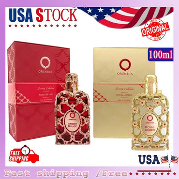Orientica Royal Amber Rouge Oud Saffron Men Women Eau De Spray Unisex Neutral Glass Bottle Rose Cologne Long Lasting Smell Gifts