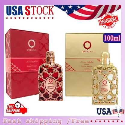 Orientica Royal Amber Rouge Oud Saffron Men Women Eau De Spray Unisex Neutral Glass Bottle Rose Cologne Long Lasting Smell Gifts