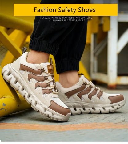 Light work shoes for men with iron professional man safety shoes non-slip work boots men steel nose safety sneakers man 46