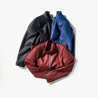 Men's Casual Biker Jacket Slim Fit PU Leather Coat Korean Style Men's Fashion Outerwear Casual Scene Artificial Leather Coat