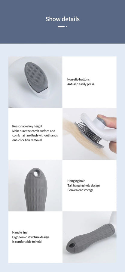Escova de Pelo para Gatos e Cães Pente de Grooming e Cuidado Escova de Gatos Pente de Aço Inoxidável para Cães de Pelo Longo Limpeza de Animais de Estimação Acessórios para Gatos e Cães