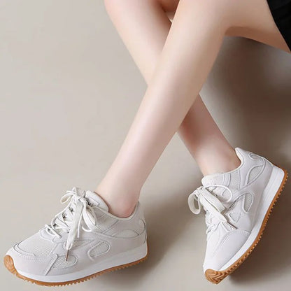 Gray Lace Up Sneakers for Women Breathable Mesh Sports Shoes Woman Autumn Winter Non Slip Soft Insole Vulcanize Shoes Mujer