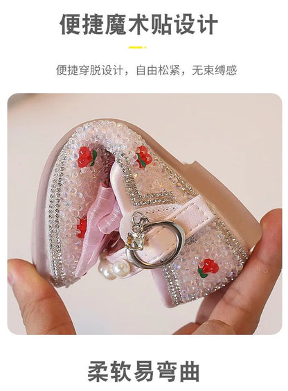 Children's Leather Shoes Autumn New Pink Soft Bottom Flat Kid's Casual Shoes Fashion Cute Cherry Bow Girls' Princess Shoes