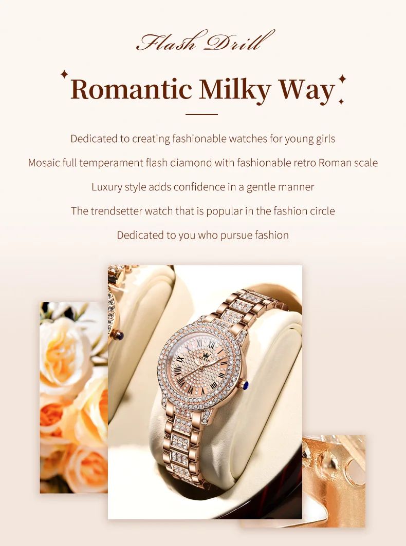 OLEVS Watch Women Fashion Elegant Stainless Steel Waterproof Quartz Wristwatch Luxury Ladies Dress Watches