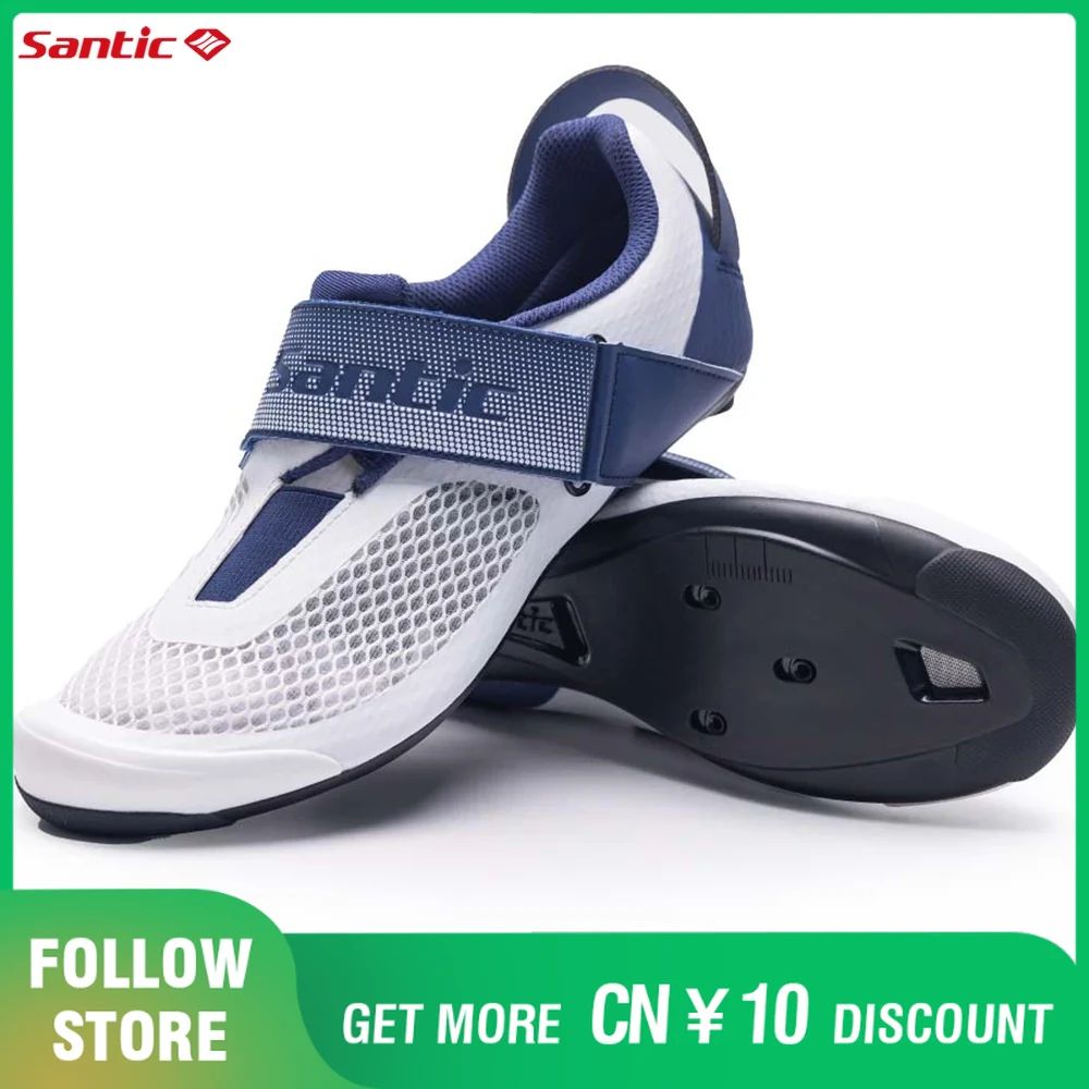 Santic Pro Triathlon Cycling Shoes Mens Road Riding Biking Sneakers Upgraded Glassfiber Outsole Breathable Bicycle Lock Shoes