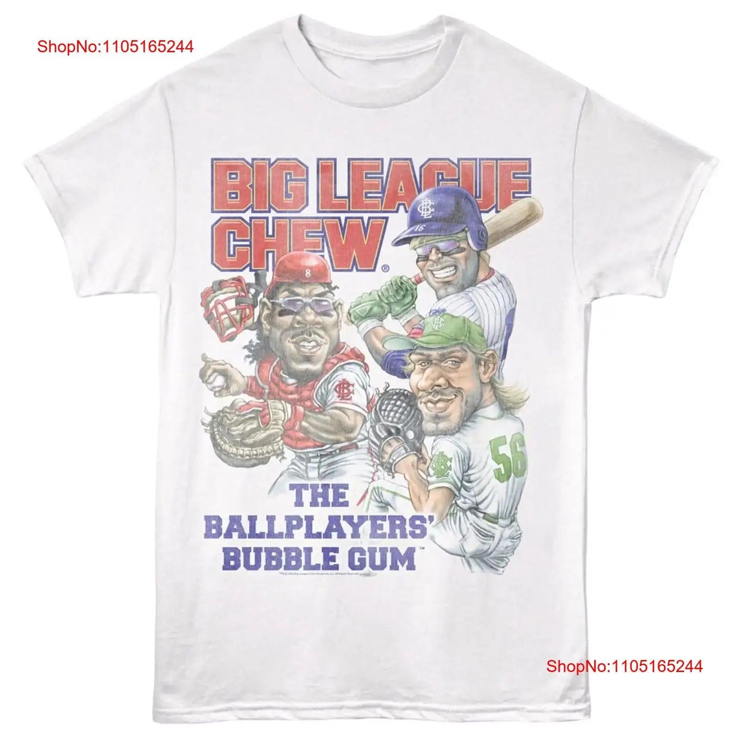 Big League Chew Bubblegum Baseball T Shirt BATTER CATCHER PITCHER White Cotton vintage Washed graphic Unisex streetwear
