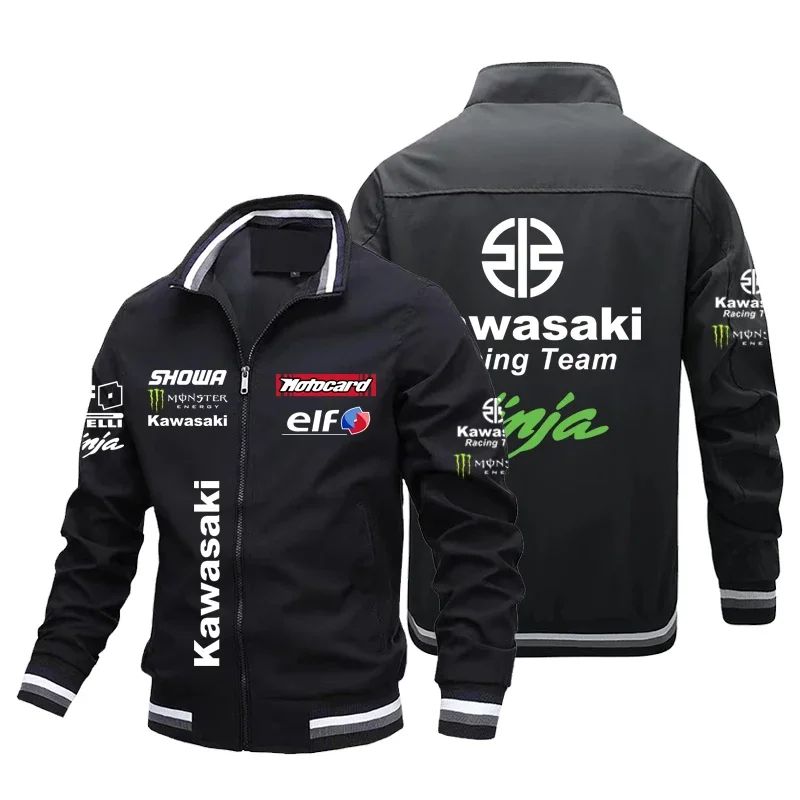2025 Hot Selling Kawasaki Men's Cycling American Racing Hoodie Jacket Motorcycle Jacket Loose Casual Plus Size Men's Racing Jack