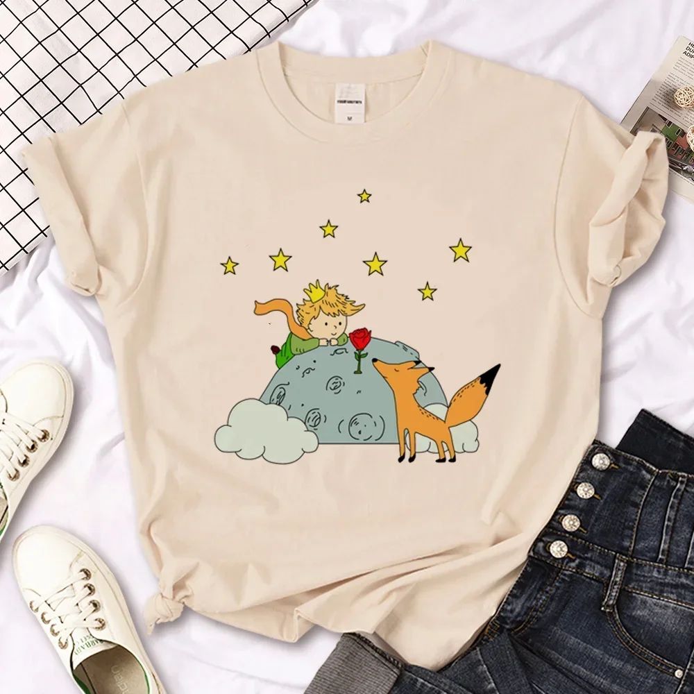 The Little Prince Print Tee Women T-shirts Harajuku Tshirt Girl 2000s Clothing kawaii Print T Shirt For Women