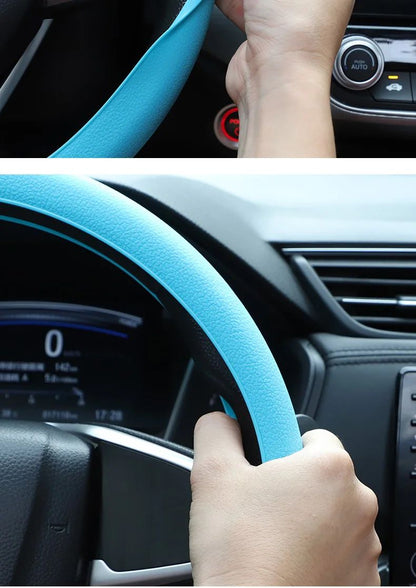 Universal Steering Wheel Cover Car Steering Wheel Handle Cover Anti-skid Wear-resistant All-season Silicone Steering Wheel