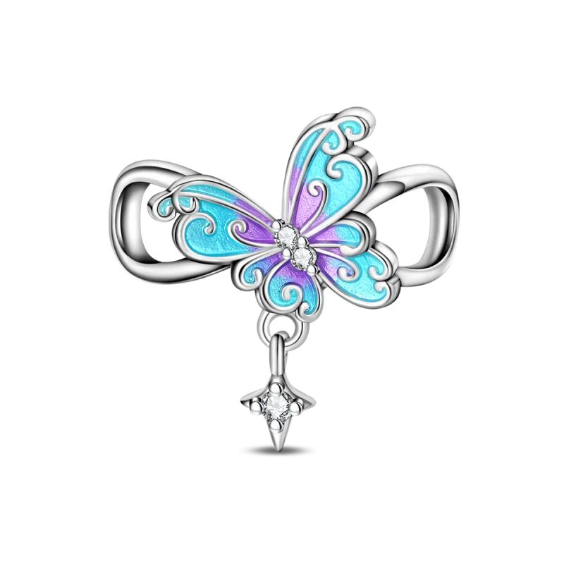 Pingente Charm Libélula Tema Primavera Prata Esterlina 925 Borboleta Flor Pendente Compatível com Bracelete Colar Joias DIY