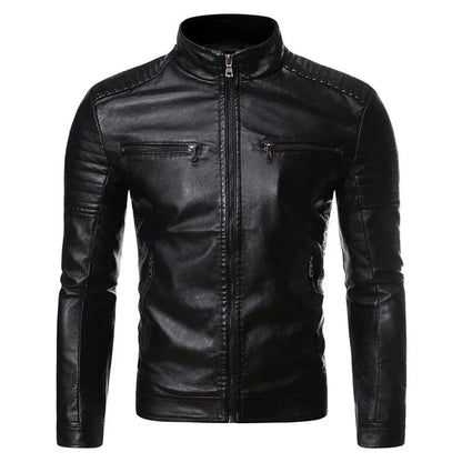 Zipper Korean Fashion Leather Sheepskin Trend Casual Fit Slim Baseball Clothes Men Leather Jacket Autumn New Men Leather Coat