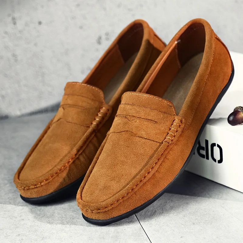 High Quality Leather Men Loafers  Slip on Mens Casual Shoes Fashion Flats Male Driving Shoes Moccasins Ten Colors Size 38-47