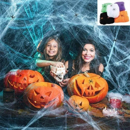 Artificial Spider Web Halloween Decoration Scary Party Scene Props White Stretchy Cobweb Horror House Home Decora Accessories