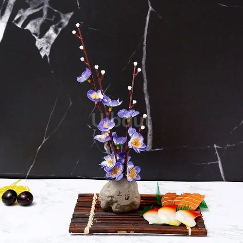 Bandeja de prato para frutos do mar, Barco de Sushi, Plantas de Flores Decorativas, Concepção Artística, Pequeno Ornamento Decorativo, Flor de Pêssego Criativa