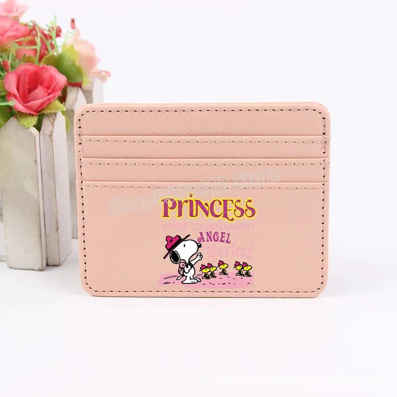 Bolsa Moedeiro Snoopy Peanuts Anime Porta Cartão de Crédito Passaporte Carteira de PU Capa para Cartões de Identificação Bolsa Presente de Aniversário para Crianças Homens Mulheres