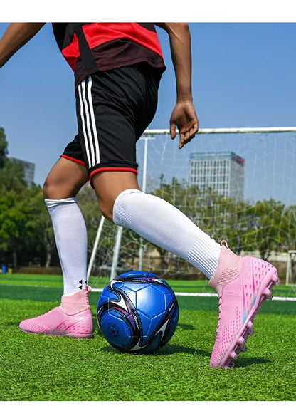 Red Male Football Boots Outdoor Training Football Field Cleats Man Lace-Up Anti-Slip Men’s Soccer Shoes Society botas de futbol