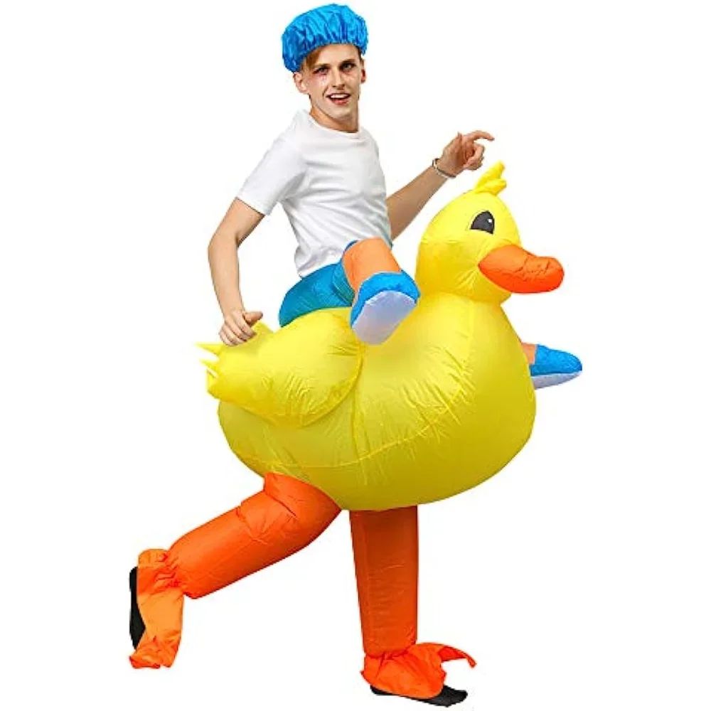 Adults Inflatable Yellow Duck Costume Halloween Costumes for Women Men Animal Cosplay Carnival Costume Party Fancy Dress
