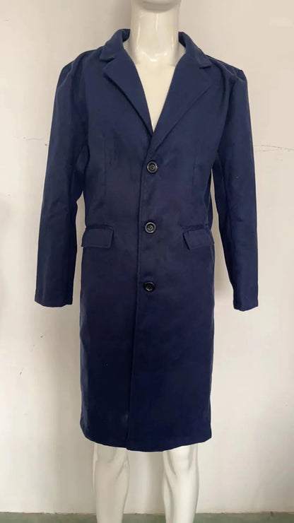 LIBIELIY Autumn And Winter Casual Men's Clothing, British Style Woolen Overcoat, New Korean Style Solid Color Long Windbreaker S