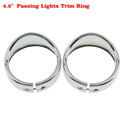 Anel de Acabamento Cromado do Farol de 7'' para Motocicleta + Capa de Luz de Neblina de 4,5'' + Anel de Acabamento do Sinal de Direção Estilo Viseira para Harley Touring FLH Softail