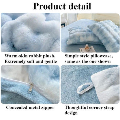 New Rabbit Fur Thickened Milk Velvet Duvet Cover Set Machine Washable Soft SkinFriendly Warm Bed Sheet for Home and Hotel ?? ???