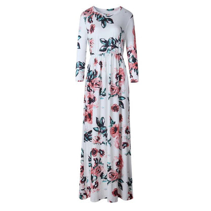 Women Summer Floral Print Maxi  2025 Loose White Boho Beach Dress Women Vintage