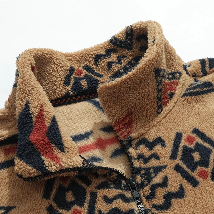 Ms Aztec National Printing Ultra-fine Austrian Fleece Jacket Zipper Lady