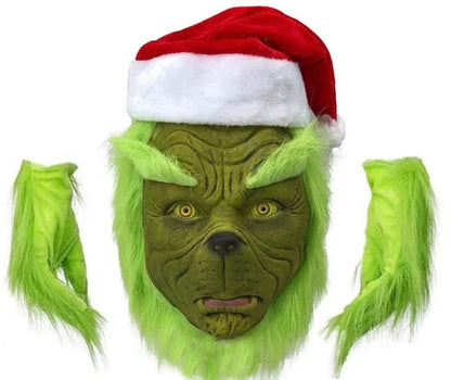 New Christmas Costume Cosplay Clothes Dress Up Santa Claus Weird Green Haired Party Performance Costume