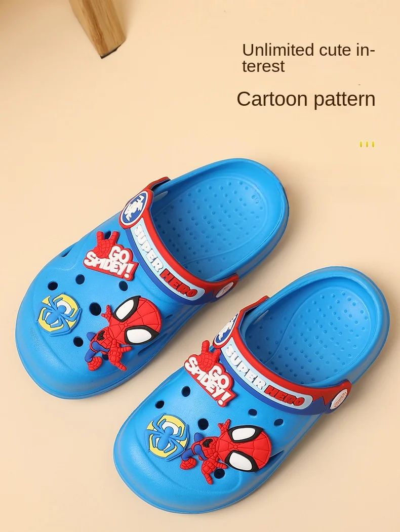 Disney Children's Hole Slipper Summer Boy Fashion Cartoon Spiderman Sandals Kids Beach Shoes Soft Bottom Toddler Home Slipper