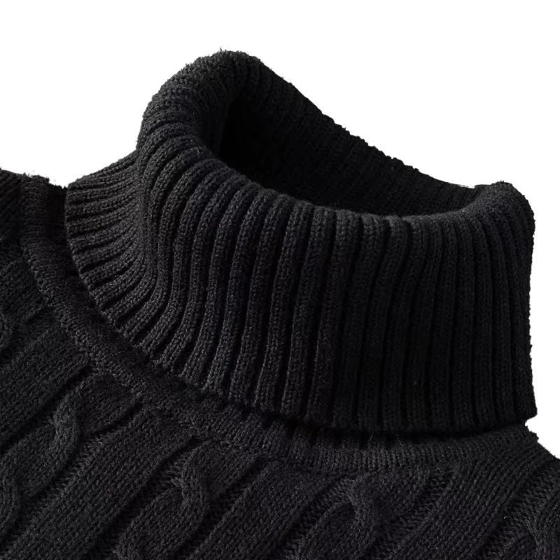 Autumn and Winter Men's Sweater Thin Elastic Fine Knitted Warm Top Versatile High Neck Solid Color Tight Fitting Pullover Top