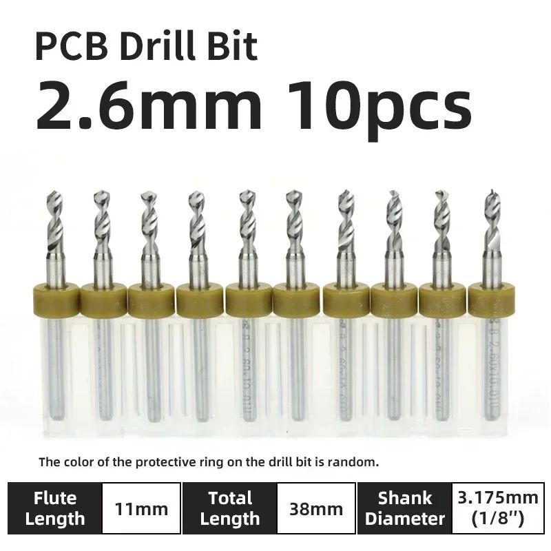 Broca PCB 10pcs Conjunto de Brocas Micro Diâmetro de Aço Tungstênio 1/8" Cabo Fixo Mini Broca CNC 0.1-3.175mm