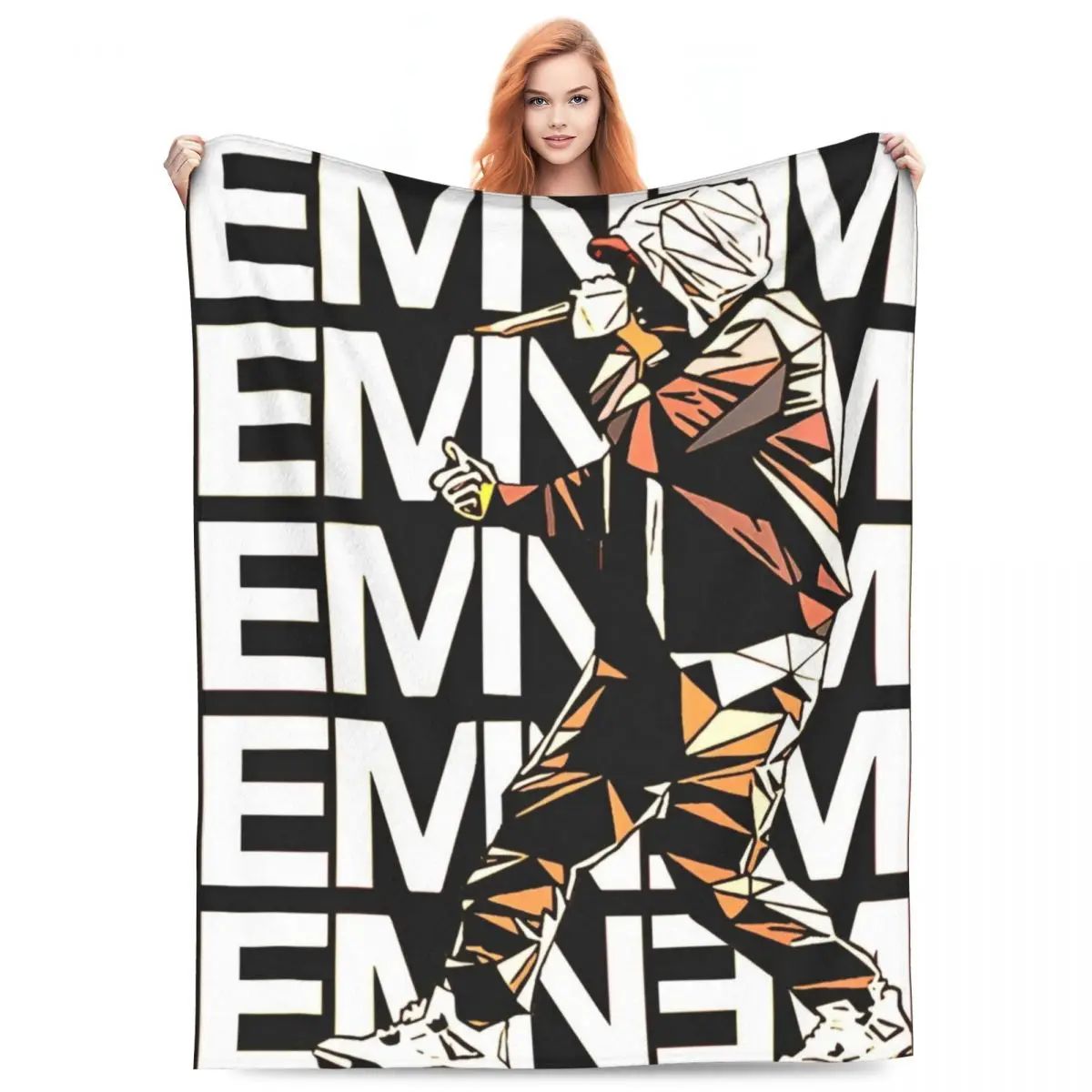 Eminem Inspired Coral Fleece Throw Blanket Super Soft Plush for Home Travel Bedding Air Conditioning  Summer Essential