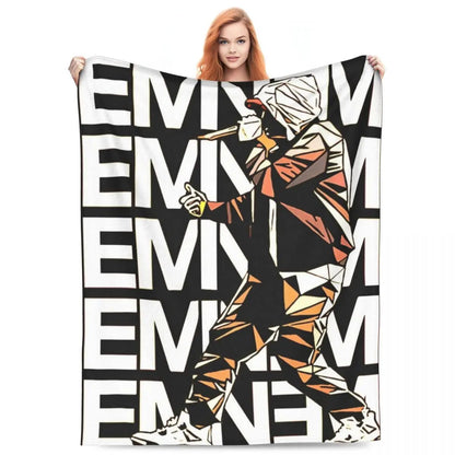 Eminem Inspired Coral Fleece Throw Blanket Super Soft Plush for Home Travel Bedding Air Conditioning  Summer Essential